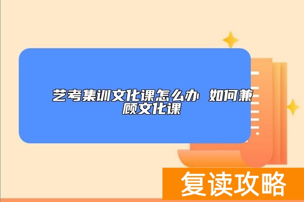 艺考集训文化课怎么办 如何兼顾文化课